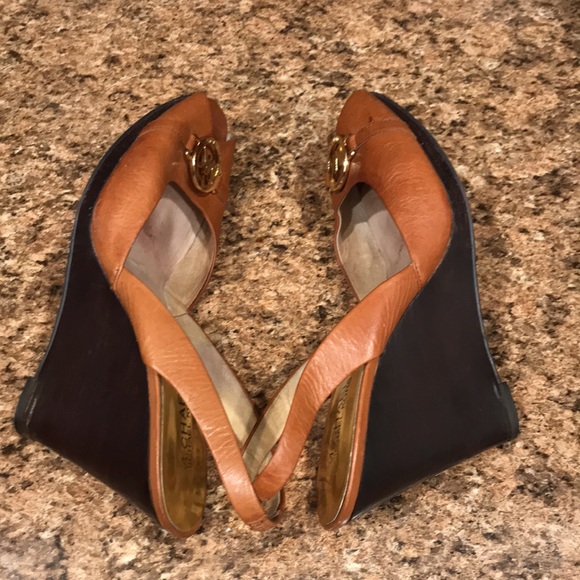 MICHAEL Michael Kors Women Leather Peep Toe sandals wedge Brown | 8.5 - Picture 9 of 16